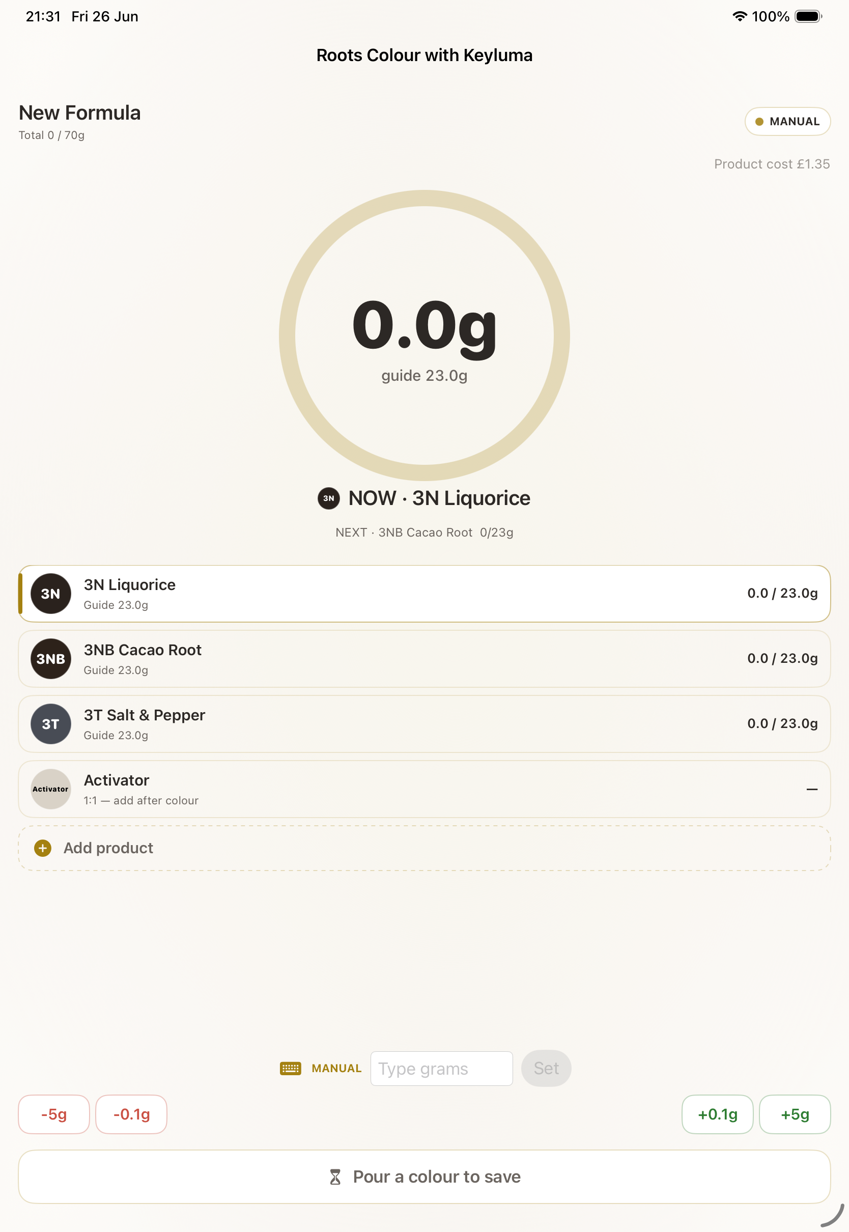 ColorLab weighing
